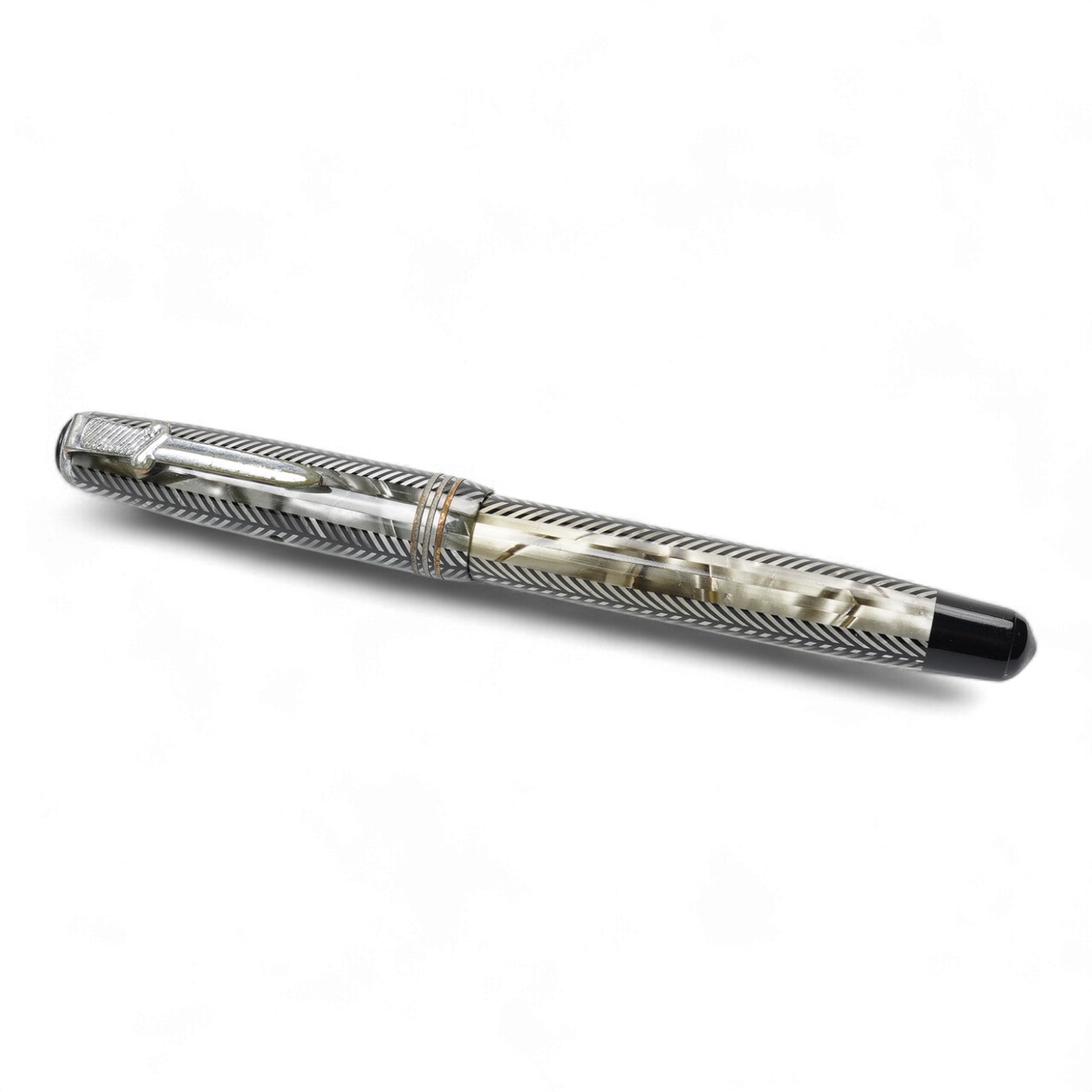 A Parker Challenger in silver and black with 'sword' clip fitted with 14ct. gold nib - USA